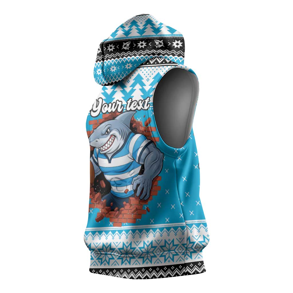 Claus Shark Strikes Personalized Sleeveless Hoodie Christmas Rugby League Spirit - Aussie Hoodie