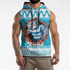 Claus Shark Strikes Personalized Sleeveless Hoodie Christmas Rugby League Spirit - Aussie Hoodie