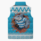 Claus Shark Strikes Personalized Sleeveless Puffer Jacket Christmas Rugby League Spirit - Aussie Hoodie