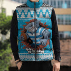 Claus Shark Strikes Personalized Sleeveless Puffer Jacket Christmas Rugby League Spirit - Aussie Hoodie