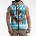 Claus Shark Strikes Personalized Sleeveless Zip Hoodie Christmas Rugby League Spirit LT9