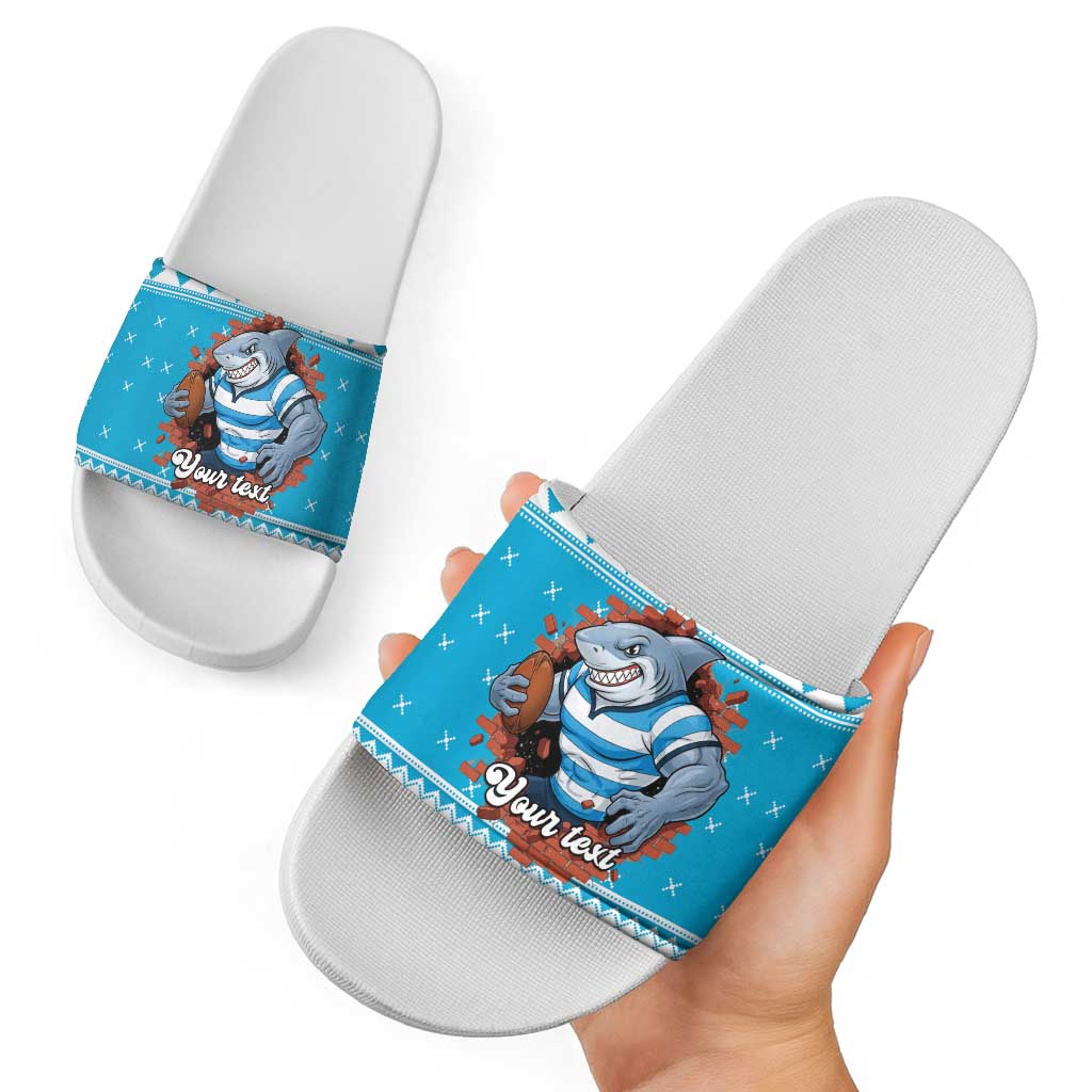 Claus Shark Strikes Personalized Slide Sandals Christmas Rugby League Spirit - Aussie Hoodie