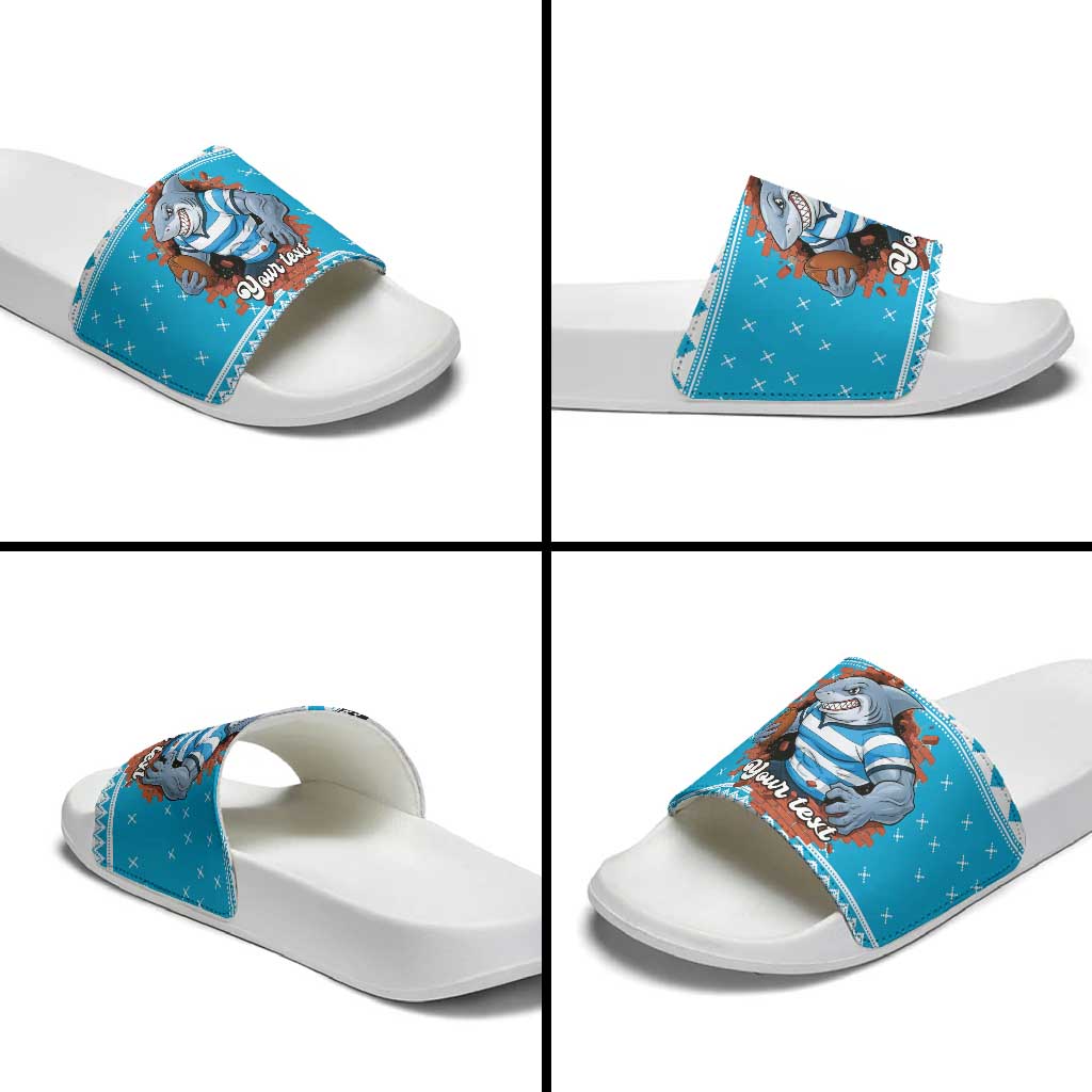 Claus Shark Strikes Personalized Slide Sandals Christmas Rugby League Spirit - Aussie Hoodie