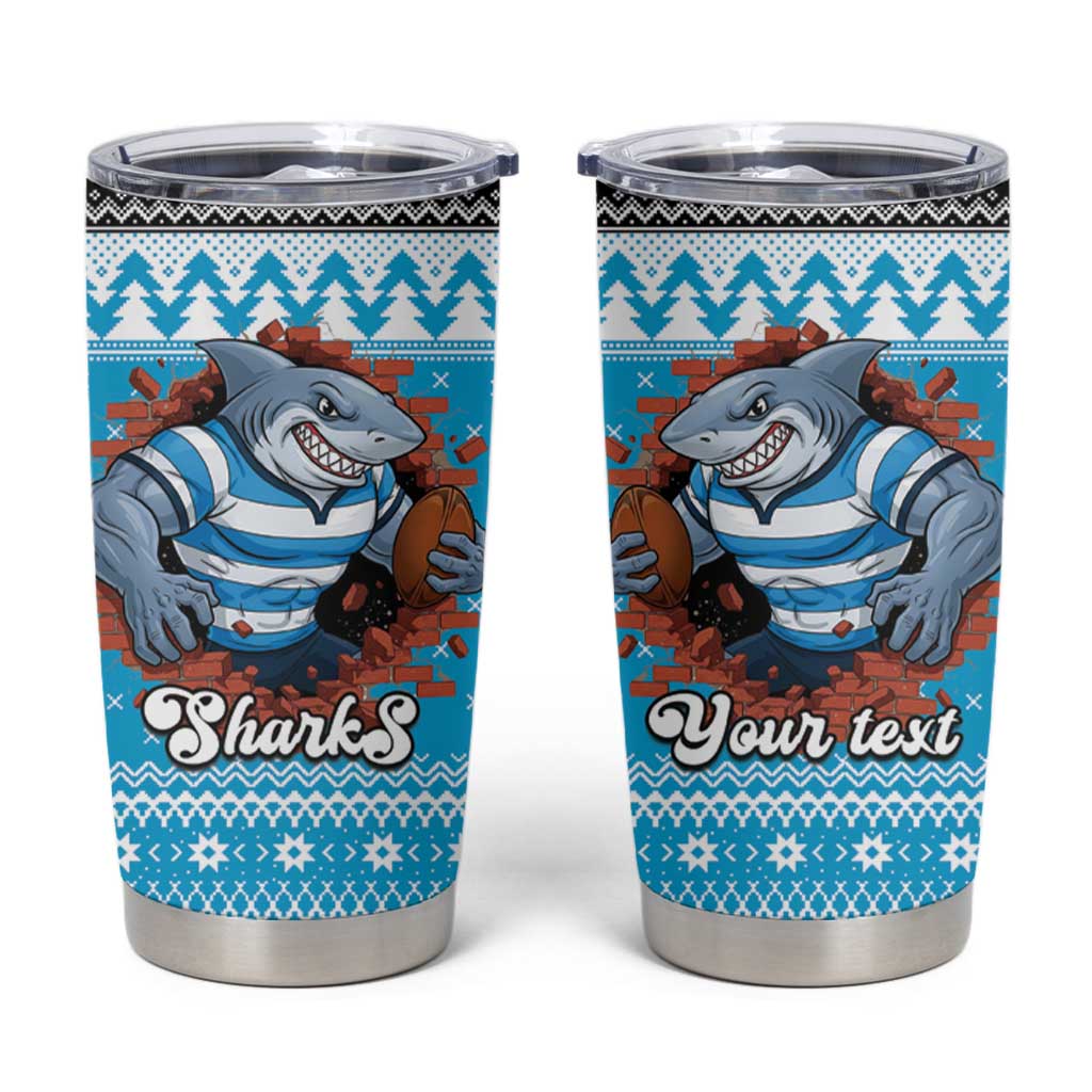 Claus Shark Strikes Personalized Tumbler Cup Christmas Rugby League Spirit - Aussie Hoodie
