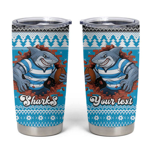 Claus Shark Strikes Personalized Tumbler Cup Christmas Rugby League Spirit - Aussie Hoodie