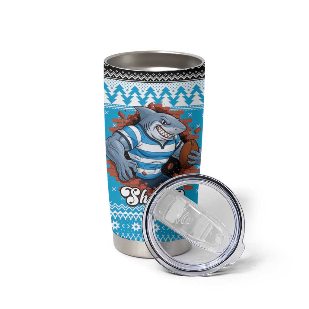 Claus Shark Strikes Personalized Tumbler Cup Christmas Rugby League Spirit - Aussie Hoodie