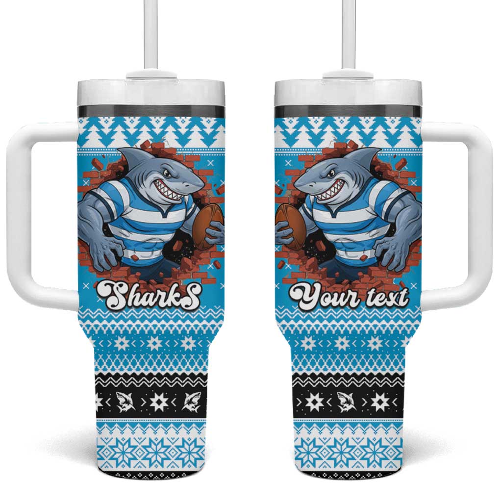 Claus Shark Strikes Personalized Tumbler With Handle Christmas Rugby League Spirit - Aussie Hoodie