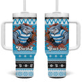 Claus Shark Strikes Personalized Tumbler With Handle Christmas Rugby League Spirit - Aussie Hoodie