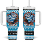 Claus Shark Strikes Personalized Tumbler With Handle Christmas Rugby League Spirit - Aussie Hoodie