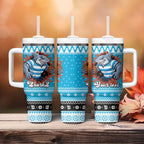 Claus Shark Strikes Personalized Tumbler With Handle Christmas Rugby League Spirit - Aussie Hoodie