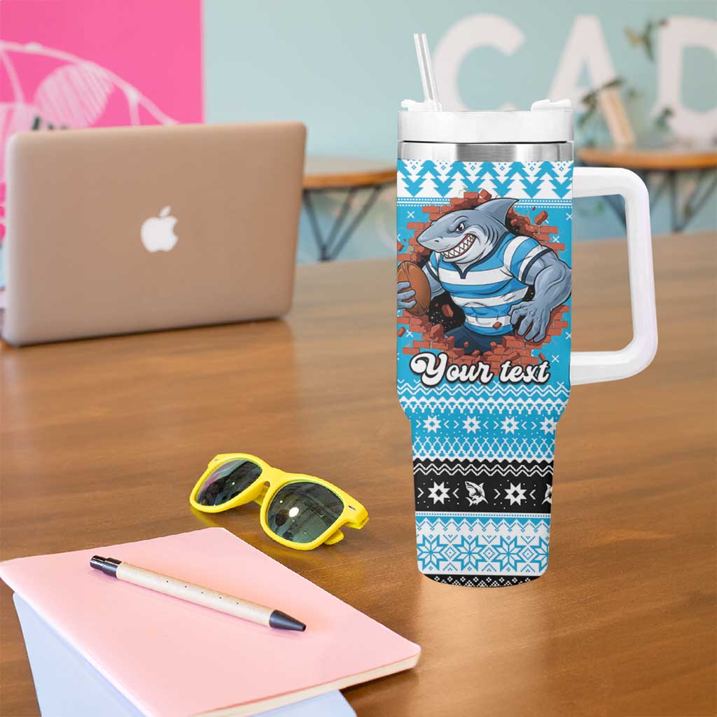 Claus Shark Strikes Personalized Tumbler With Handle Christmas Rugby League Spirit - Aussie Hoodie