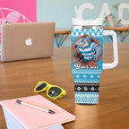 Claus Shark Strikes Personalized Tumbler With Handle Christmas Rugby League Spirit - Aussie Hoodie