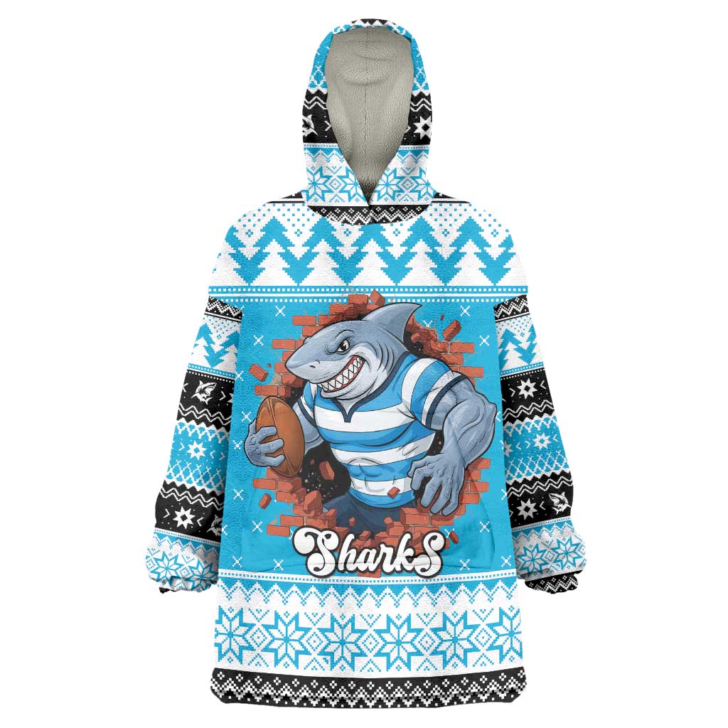 Claus Shark Strikes Personalized Wearable Blanket Hoodie Christmas Rugby League Spirit - Aussie Hoodie