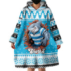 Claus Shark Strikes Personalized Wearable Blanket Hoodie Christmas Rugby League Spirit - Aussie Hoodie