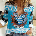 Claus Shark Strikes Personalized Women Casual Shirt Christmas Rugby League Spirit - Aussie Hoodie
