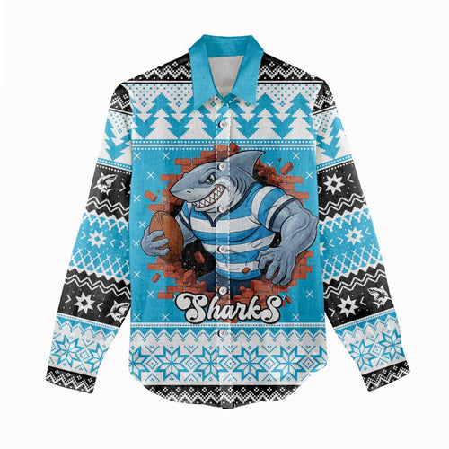 Claus Shark Strikes Personalized Women Casual Shirt Christmas Rugby League Spirit - Aussie Hoodie