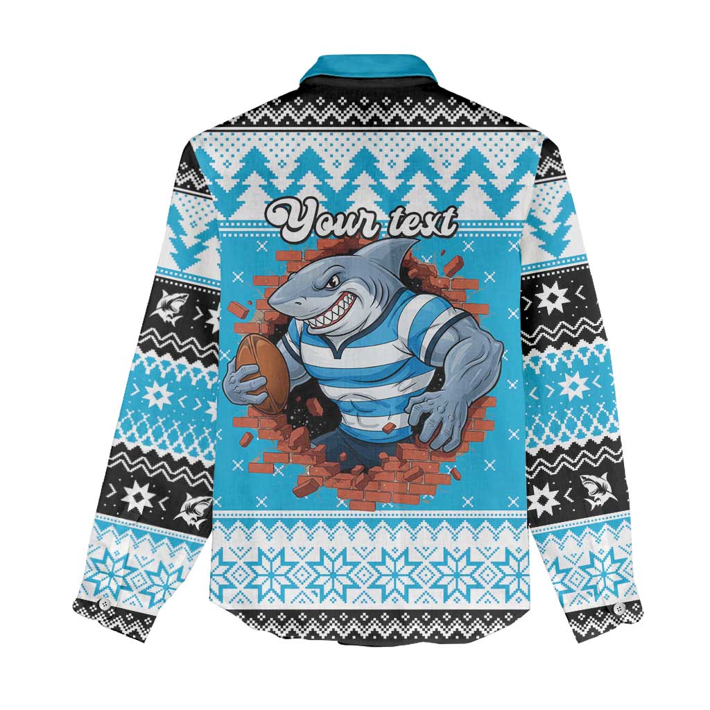 Claus Shark Strikes Personalized Women Casual Shirt Christmas Rugby League Spirit - Aussie Hoodie