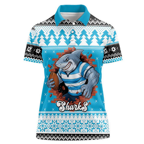 Claus Shark Strikes Personalized Women Polo Shirt Christmas Rugby League Spirit - Aussie Hoodie