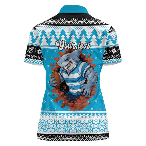 Claus Shark Strikes Personalized Women Polo Shirt Christmas Rugby League Spirit - Aussie Hoodie