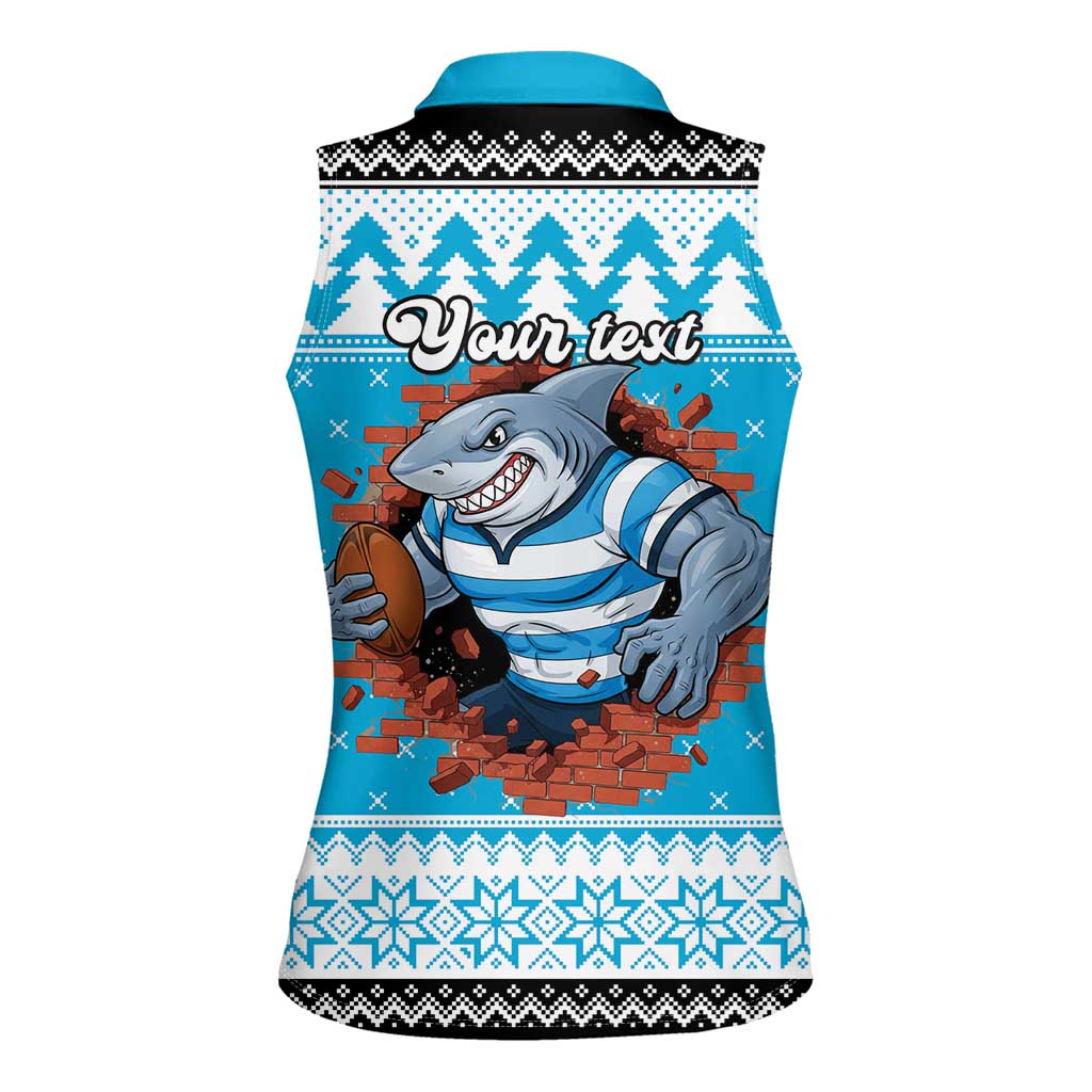 Claus Shark Strikes Personalized Women Sleeveless Polo Shirt Christmas Rugby League Spirit - Aussie Hoodie