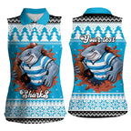 Claus Shark Strikes Personalized Women Sleeveless Polo Shirt Christmas Rugby League Spirit - Aussie Hoodie