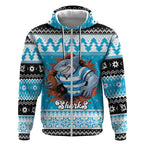 Claus Shark Strikes Personalized Zip Hoodie Christmas Rugby League Spirit - Aussie Hoodie
