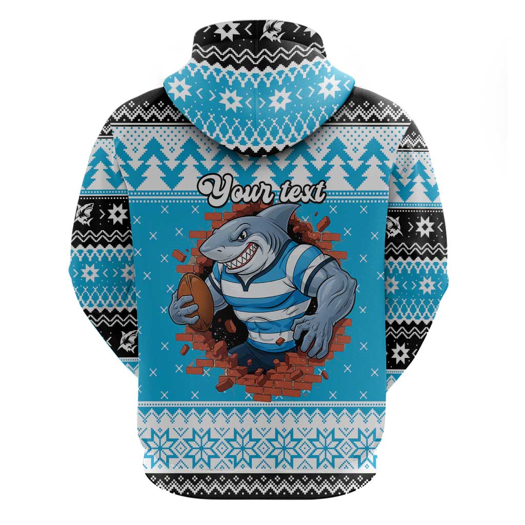 Claus Shark Strikes Personalized Zip Hoodie Christmas Rugby League Spirit - Aussie Hoodie