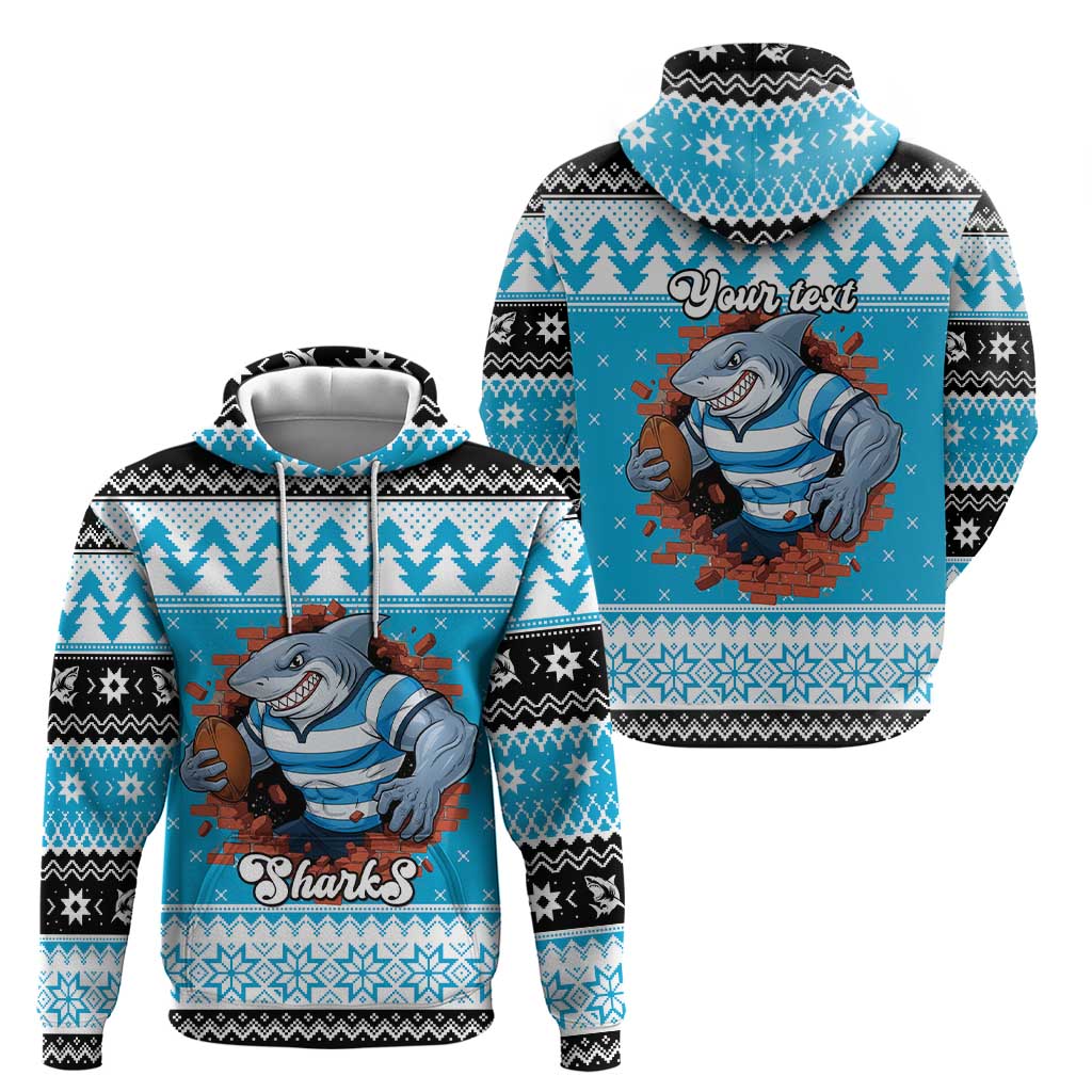 Claus Shark Strikes Personalized Zip Hoodie Christmas Rugby League Spirit - Aussie Hoodie