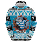 Claus Shark Strikes Personalized Zip Hoodie Christmas Rugby League Spirit - Aussie Hoodie