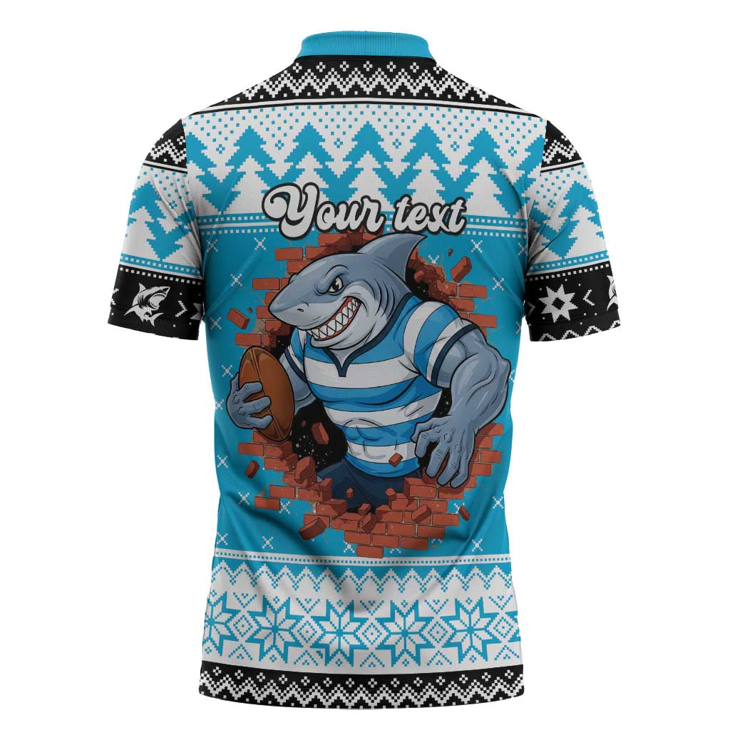 Claus Shark Strikes Personalized Zipper Polo Shirt Christmas Rugby League Spirit - Aussie Hoodie