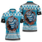 Claus Shark Strikes Personalized Zipper Polo Shirt Christmas Rugby League Spirit - Aussie Hoodie