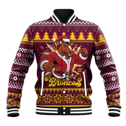Jingle Broncos Jump Personalized Baseball Jacket Christmas Rugby League Spirit - Aussie Hoodie