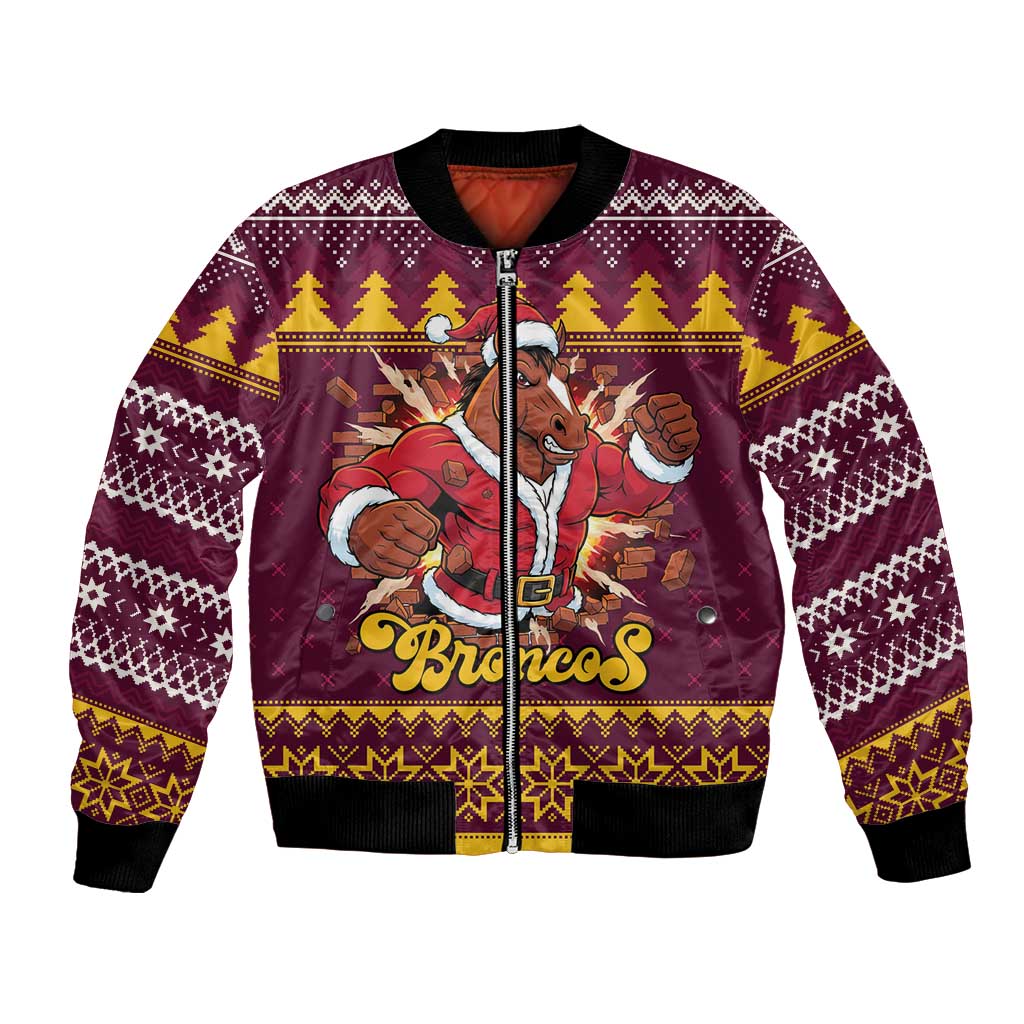 Jingle Broncos Jump Personalized Bomber Jacket Christmas Rugby League Spirit - Aussie Hoodie
