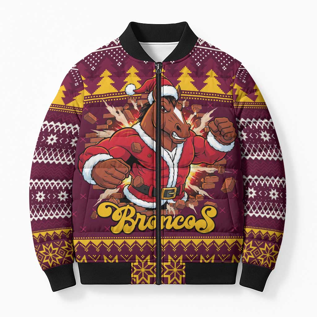 Jingle Broncos Jump Personalized Bomber Puffer Jacket Christmas Rugby League Spirit - Aussie Hoodie