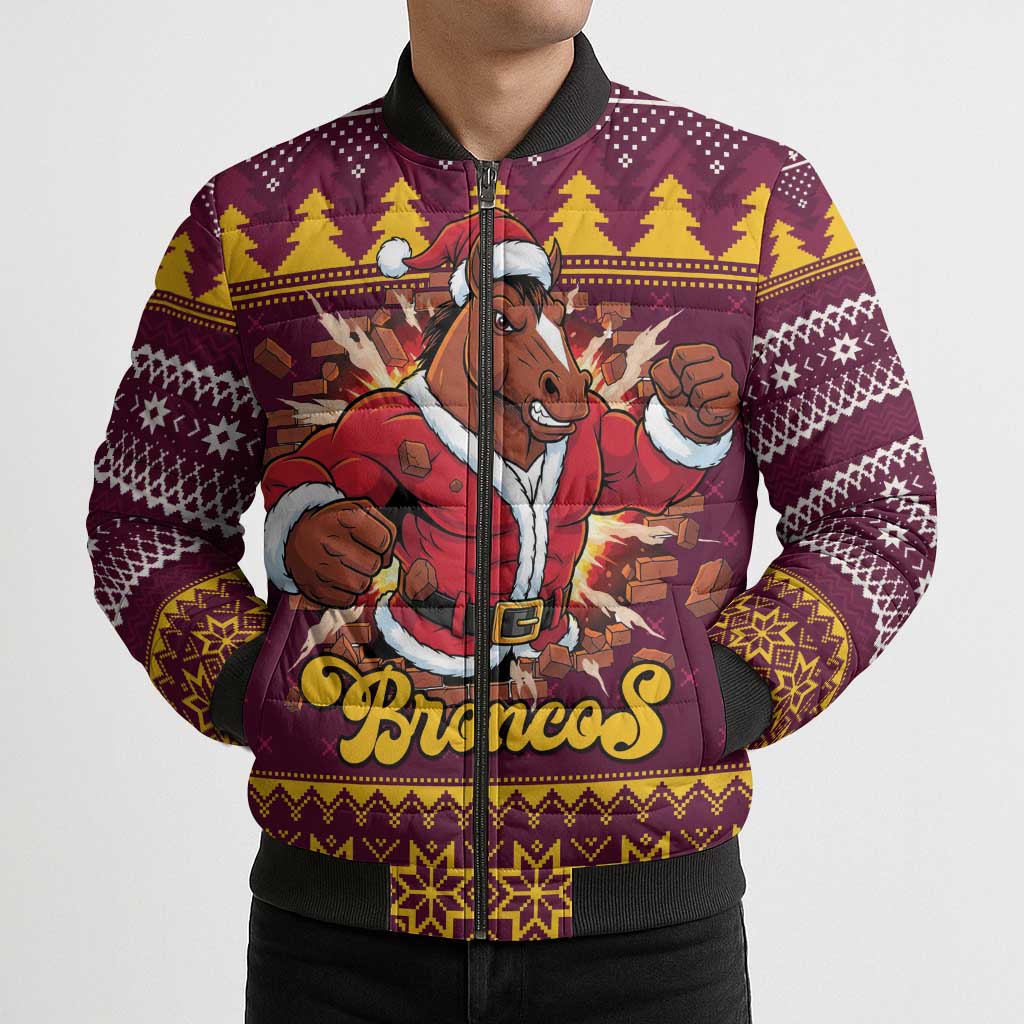 Jingle Broncos Jump Personalized Bomber Puffer Jacket Christmas Rugby League Spirit - Aussie Hoodie