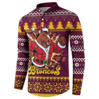 Jingle Broncos Jump Personalized Button Sweatshirt Christmas Rugby League Spirit - Aussie Hoodie