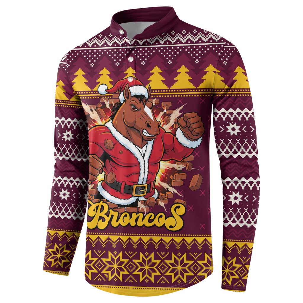 Jingle Broncos Jump Personalized Button Sweatshirt Christmas Rugby League Spirit - Aussie Hoodie