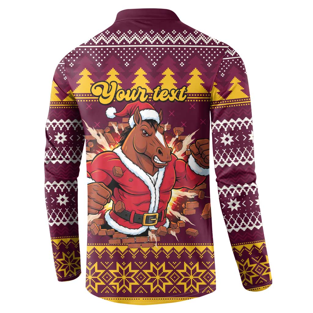 Jingle Broncos Jump Personalized Button Sweatshirt Christmas Rugby League Spirit - Aussie Hoodie