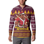 Jingle Broncos Jump Personalized Button Sweatshirt Christmas Rugby League Spirit - Aussie Hoodie