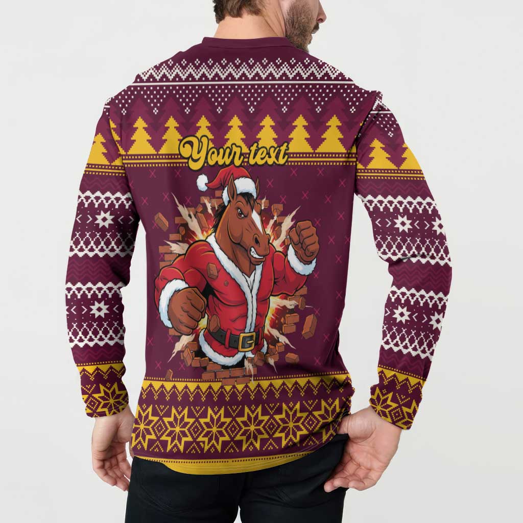 Jingle Broncos Jump Personalized Button Sweatshirt Christmas Rugby League Spirit - Aussie Hoodie
