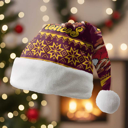 Jingle Broncos Jump Personalized Christmas Santa Hat Christmas Rugby League Spirit - Aussie Hoodie
