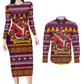 Jingle Broncos Jump Personalized Couples Matching Long Sleeve Bodycon Dress and Long Sleeve Button Shirt Christmas Rugby League Spirit - Aussie Hoodie
