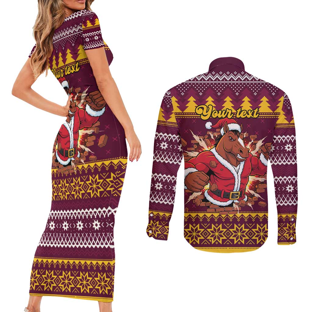 Jingle Broncos Jump Personalized Couples Matching Short Sleeve Bodycon Dress and Long Sleeve Button Shirt Christmas Rugby League Spirit - Aussie Hoodie