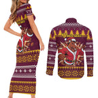 Jingle Broncos Jump Personalized Couples Matching Short Sleeve Bodycon Dress and Long Sleeve Button Shirt Christmas Rugby League Spirit - Aussie Hoodie