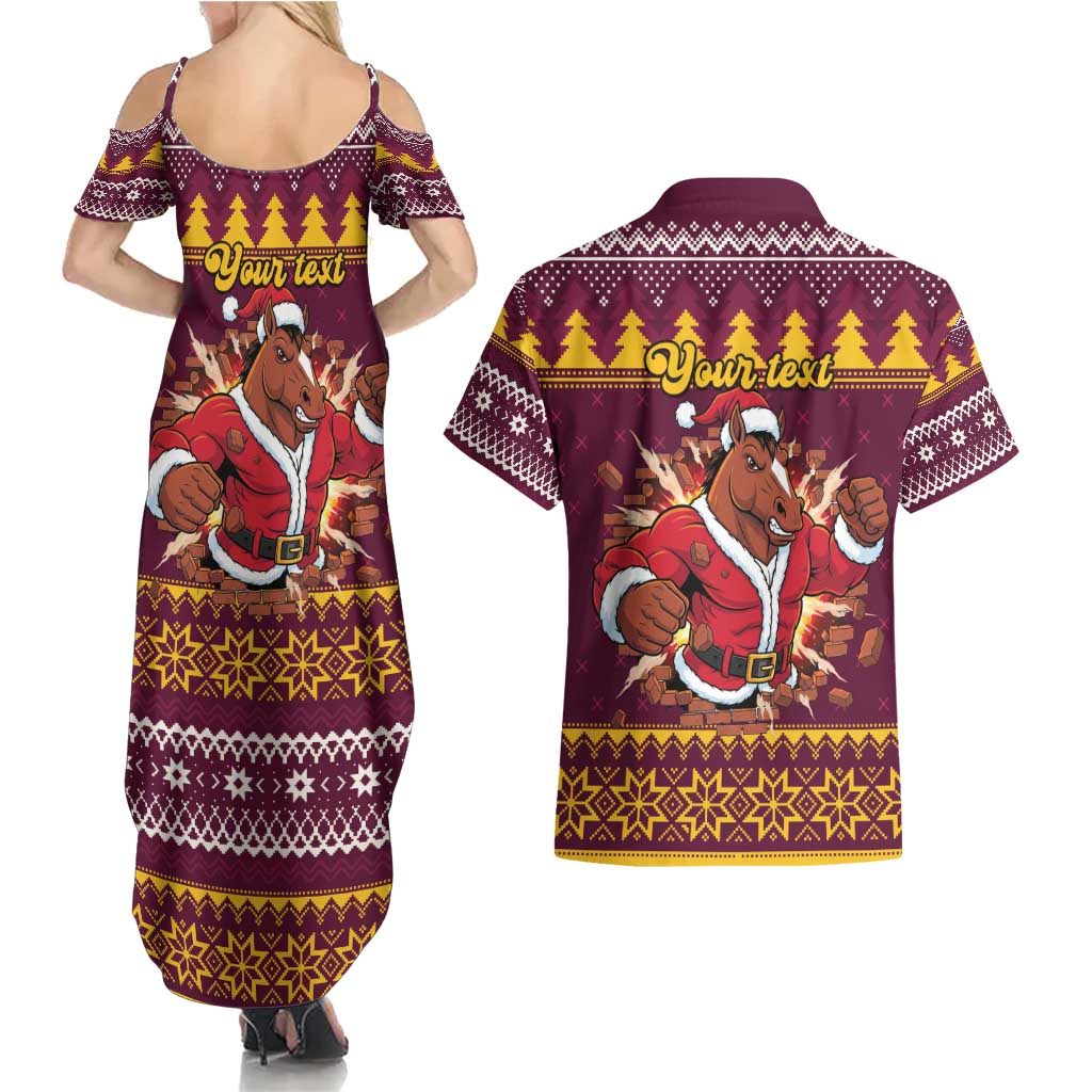 Jingle Broncos Jump Personalized Couples Matching Summer Maxi Dress and Hawaiian Shirt Christmas Rugby League Spirit - Aussie Hoodie