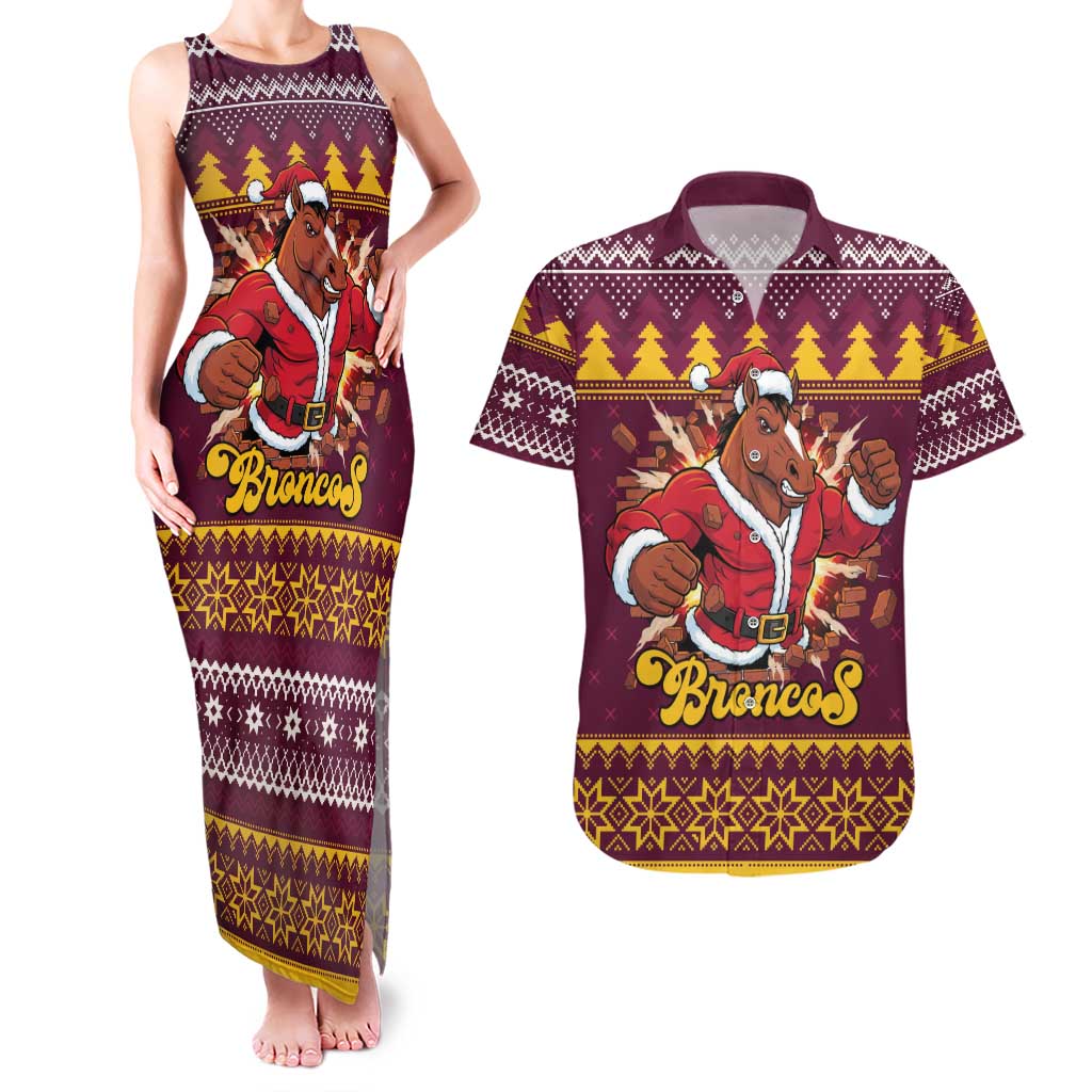 Jingle Broncos Jump Personalized Couples Matching Tank Maxi Dress and Hawaiian Shirt Christmas Rugby League Spirit - Aussie Hoodie