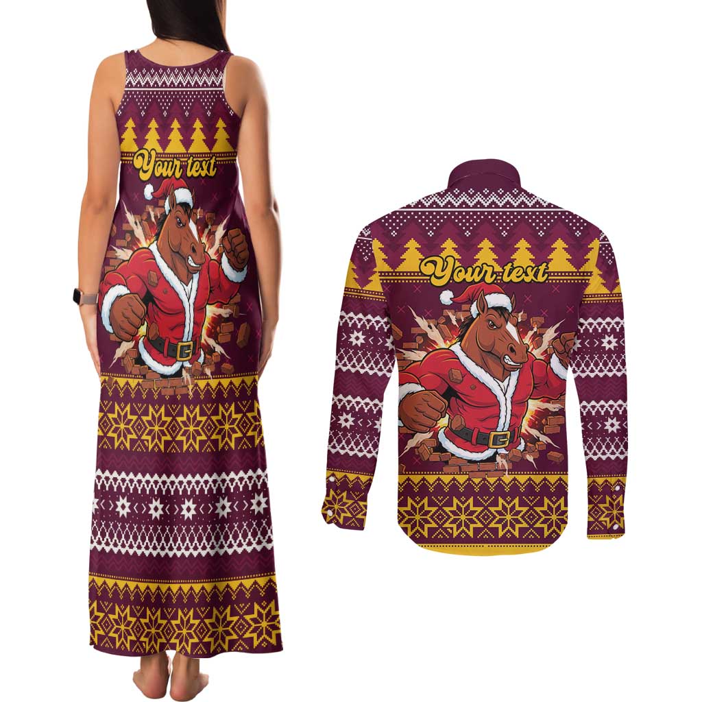 Jingle Broncos Jump Personalized Couples Matching Tank Maxi Dress and Long Sleeve Button Shirt Christmas Rugby League Spirit - Aussie Hoodie