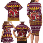 Jingle Broncos Jump Personalized Family Matching Long Sleeve Bodycon Dress and Hawaiian Shirt Christmas Rugby League Spirit - Aussie Hoodie