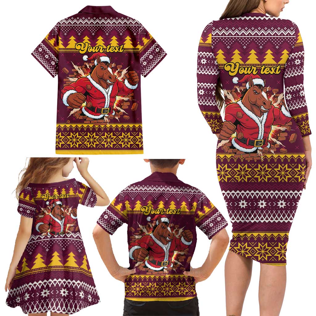 Jingle Broncos Jump Personalized Family Matching Long Sleeve Bodycon Dress and Hawaiian Shirt Christmas Rugby League Spirit - Aussie Hoodie