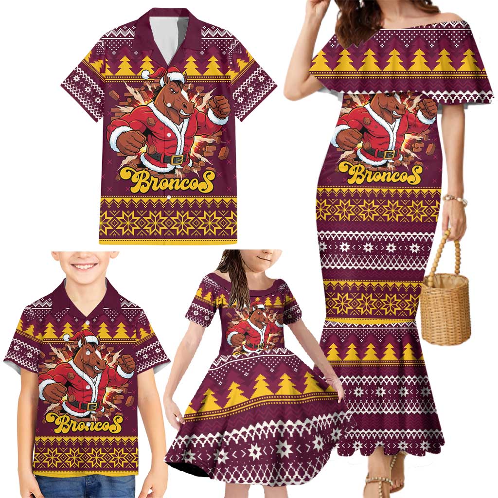 Jingle Broncos Jump Personalized Family Matching Mermaid Dress and Hawaiian Shirt Christmas Rugby League Spirit - Aussie Hoodie